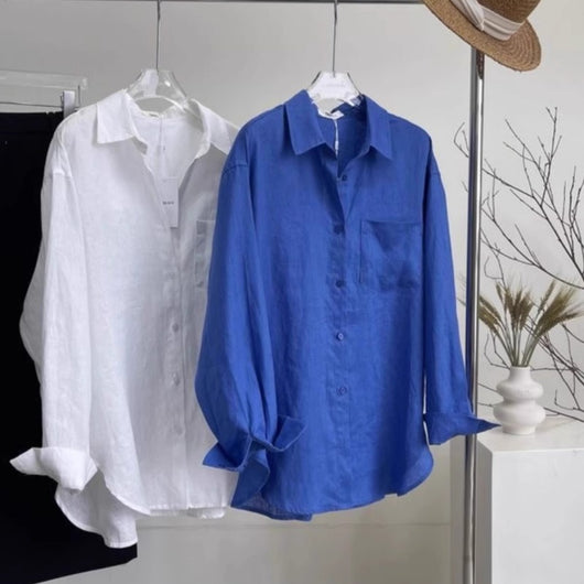 Blusa Lino Blanco Mujer Verano Suelta y Transpirable - Image 10