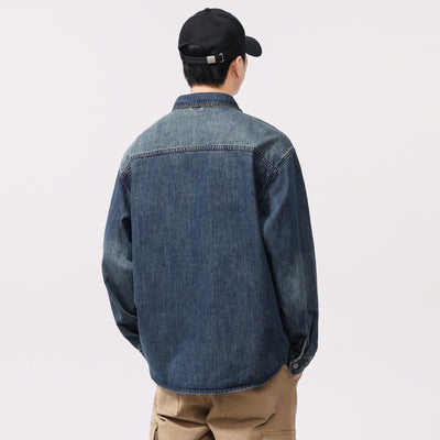 Camisa Denim Retro de Manga Larga Estilo Casual Americano - Image 4