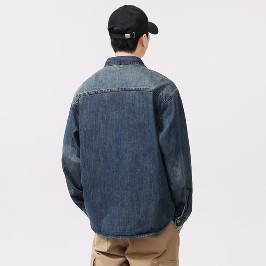 Camisa Denim Retro de Manga Larga Estilo Casual Americano - Image 4