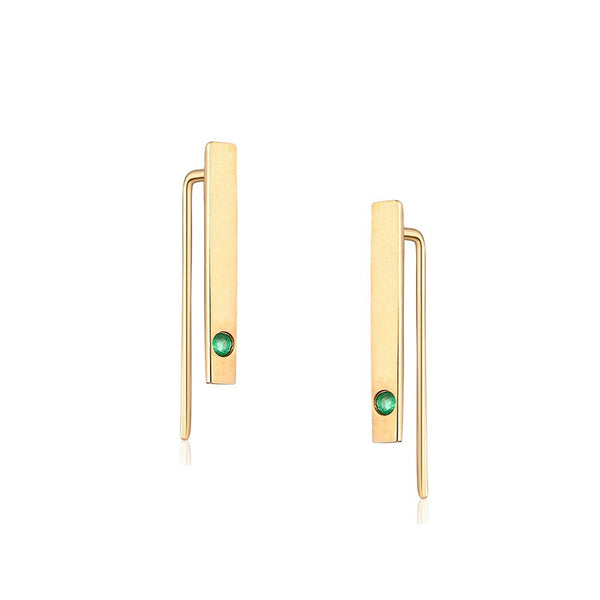 Aretes de Esmeralda Natural en Oro 14K - Diseño Minimalista y Delicado - Image 5
