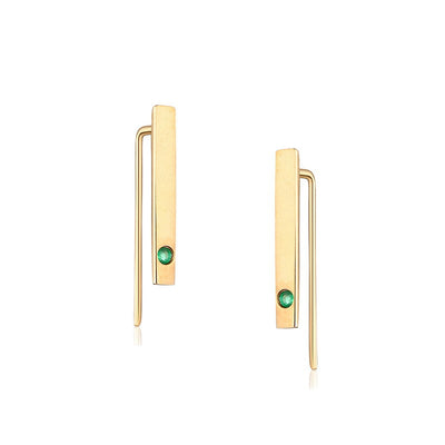 Aretes de Esmeralda Natural en Oro 14K - Diseño Minimalista y Delicado - Image 5