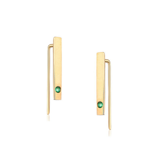 Aretes de Esmeralda Natural en Oro 14K - Diseño Minimalista y Delicado - Image 5