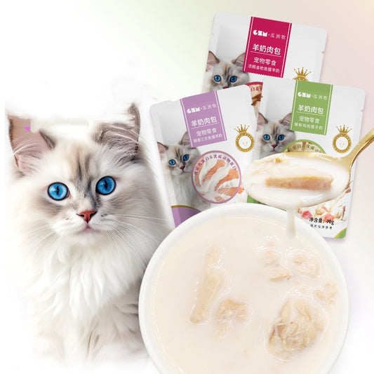 Snack Nutritivo para Gatos con Leche de Cabra y Carne Cocida al Vapor