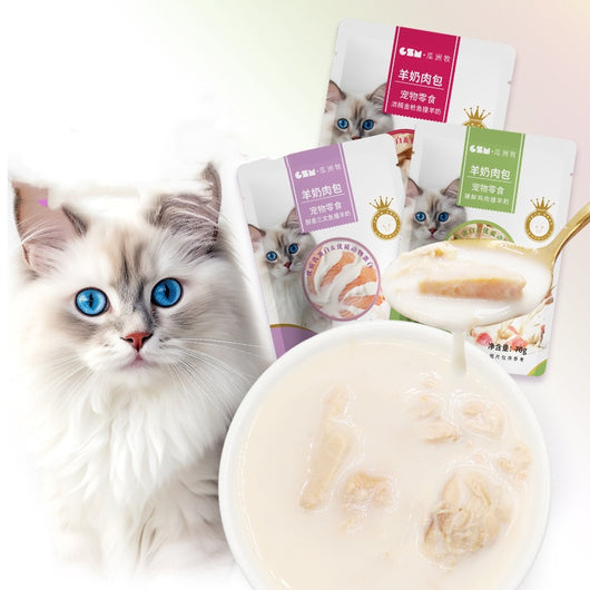 Snack Nutritivo para Gatos con Leche de Cabra y Carne Cocida al Vapor