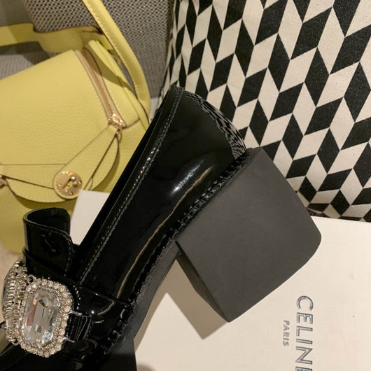 Zapato de Tacón Alto Grueso con Diamantes de Agua para Niña - Image 6
