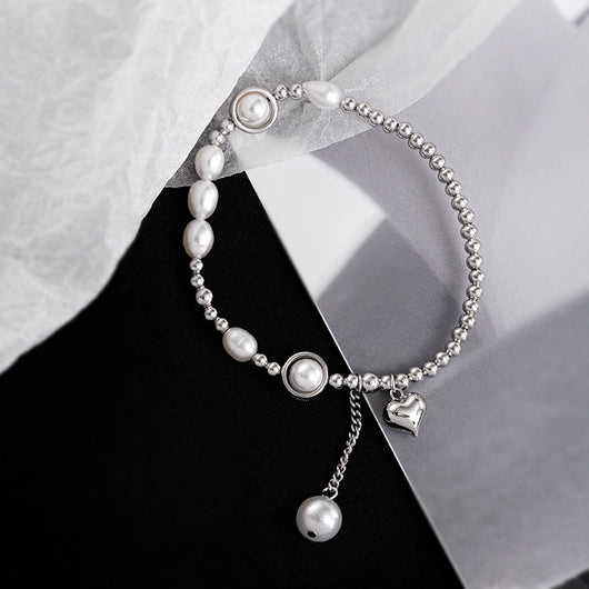 Pulsera de Plata S925 con Perla y Corazón - Elegancia y Temperamento - Image 8
