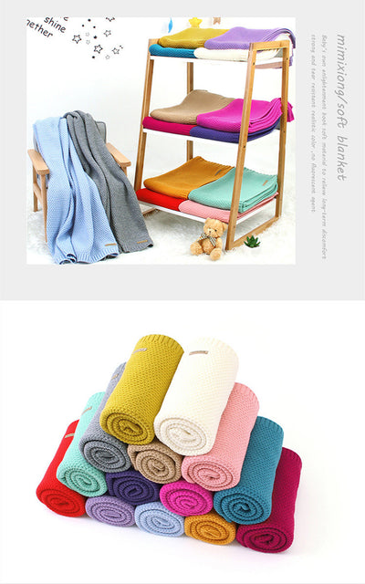 Manta Tejida de Color Sólido para Niños y Niñas - Image 20