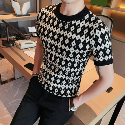 Suéter Camiseta Slim Cuello Redondo Transpirable Estilo Coreano Manga Corta - Image 6