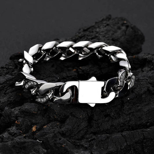 Pulsera de Acero Titanio para Hombre con Circonitas y Acabado Facetado - Image 7