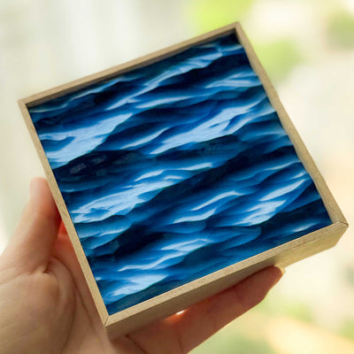 Aparador de Madera Maciza Azul con Pintura Decorativa 3D Marina - Image 3