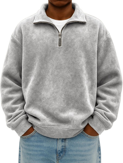 Sudadera Oversized Vintage con Cierre de Medio Cuello para Hombre - Image 14