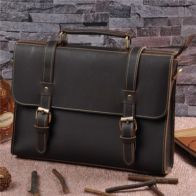 Bolso de Cuero Genuino Crazy Horse para Hombre - Image 6
