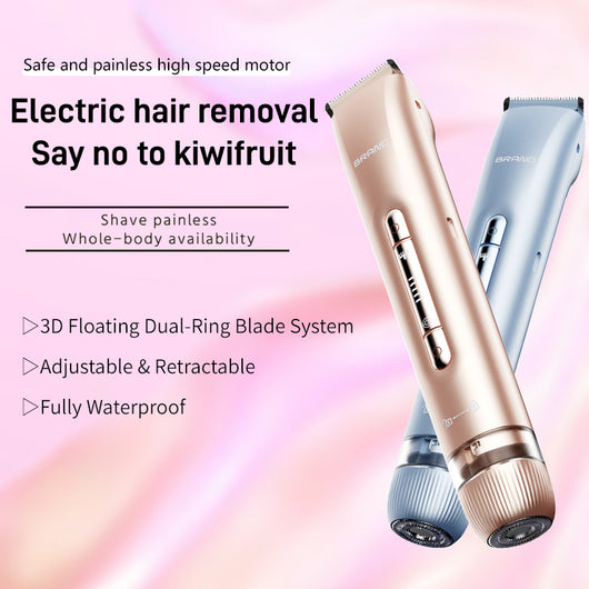 Light blue 2-in-1 electric shaver for women with interchangeable foil and epilator heads, digital display. - Image 29