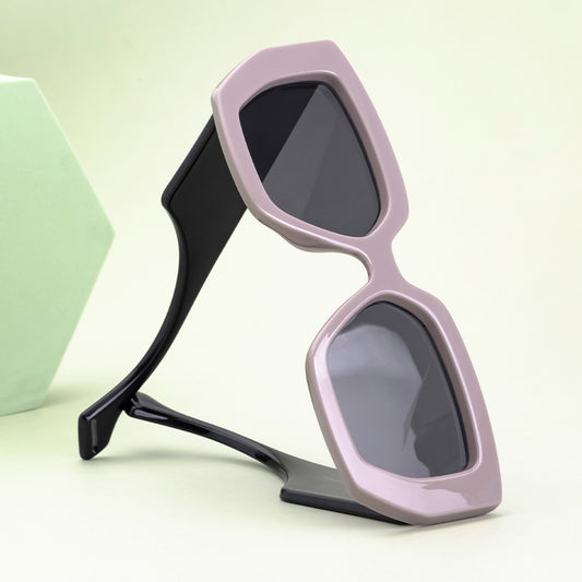 Cream wide leg sunglasses with a bold square frame and dark lenses, perfect for fashion wear and sun protection.