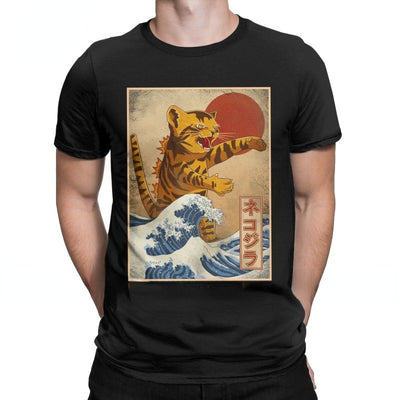 Camiseta Retro Gato Estampado Unisex de Manga Corta - Image 13