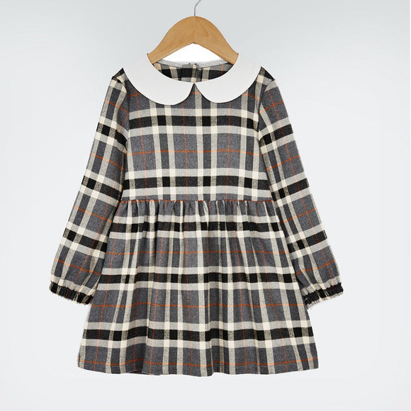 Vestido Princesa Niña Estilo Occidental a Cuadros para Otoño