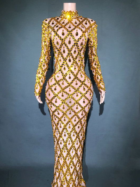 Vestido de Fiesta Elegante con Cristales Brillantes para Mujer - Image 9