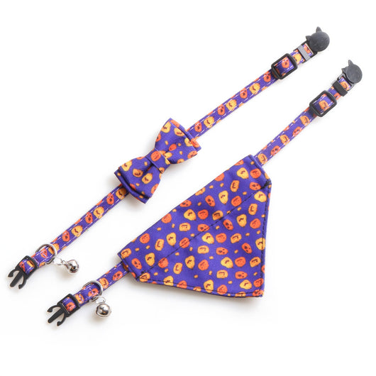 Juego de Collar y Babero para Gato Halloween con Diseño de Calabaza - Image 14