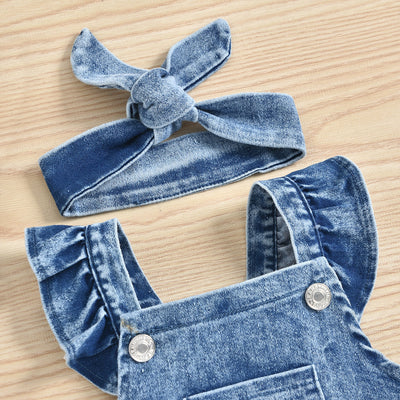 Conjunto de Dos Piezas: Peto Denim con Estampado Arcoíris y Pañoleta para Bebé Niña - Image 6