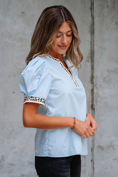 Blusa de Gasa con Cuello V y Mangas Abullonadas - Image 11