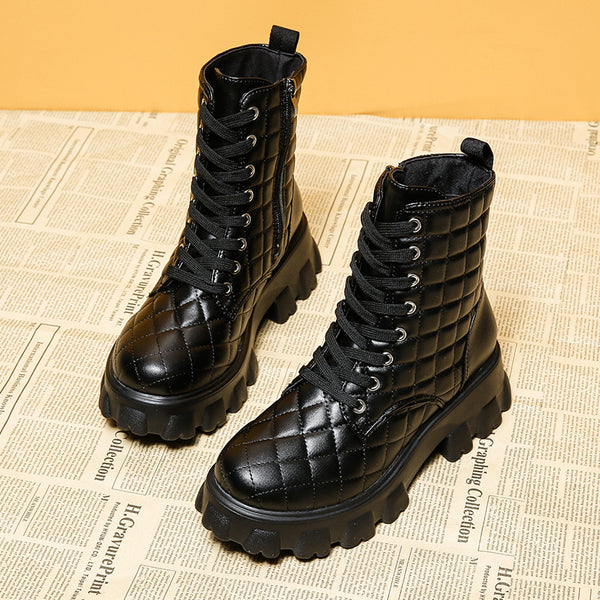 Botas Motociclista Talla Grande Otoño Invierno con Cordones y Suela Gruesa - Image 5