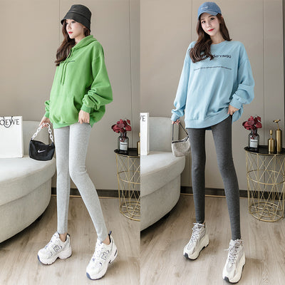 Leggings Talla Grande Gris Sólido con Bolsillos y Tela Elástica - Image 14