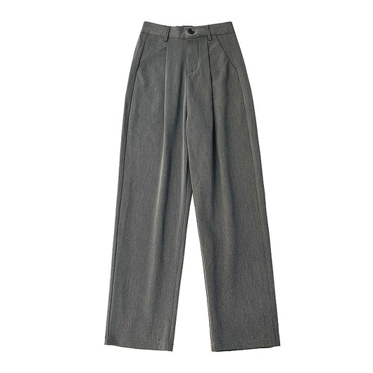 Pantalones de Pierna Ancha Cintura Alta Gris y Negro - Corte Recto Elegante - Image 7