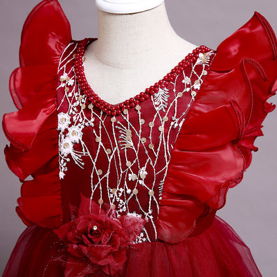 Vestido Princesa Niña con Flores Bordadas - Image 7