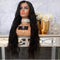 Peluca Larga de Ondas Voluminosas en Negro con Flequillo Parcial
