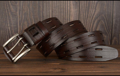 Cinturón de Cuero para Hombre con Hebilla Doble Pasador - Estilo Casual y Jeans - Image 35