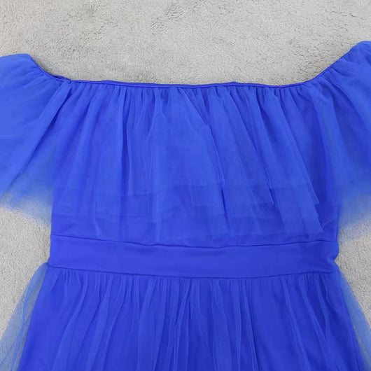 Vestido Elegante de Malla con Abertura Alta para Tallas Grandes - Image 6
