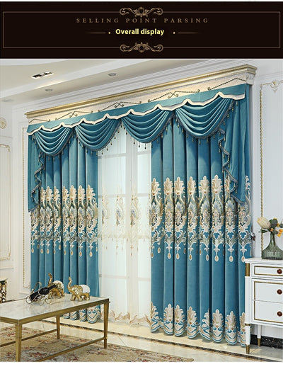 Cortinas Europeas de Lujo con Bordado Hueco de Flores para Sala de Estar - Image 14