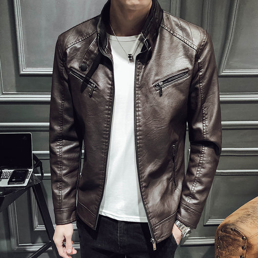 Chaqueta de Cuero para Hombre con Cierre de Cremallera - Image 15