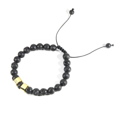 Pulsera de Acero Inoxidable con Piedra de Lava Negra Ajustable - Image 5