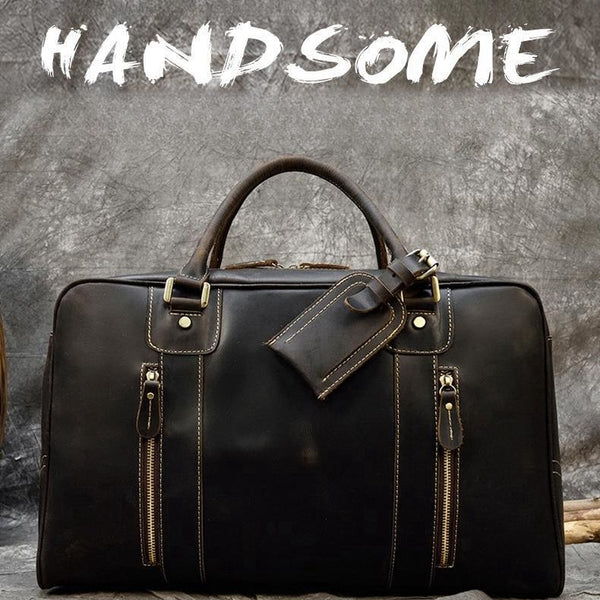Bolso de Mano Grande en Cuero Genuino para Hombre