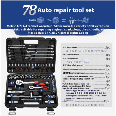 Kit de Herramientas Multifuncional para Reparación Automotriz con Llaves de Tubo - Image 13