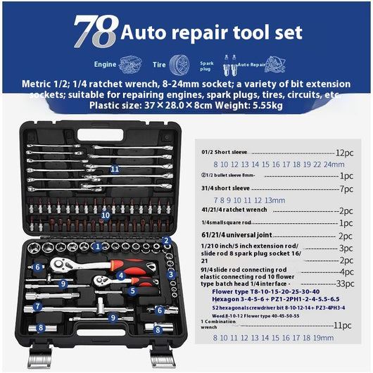 Kit de Herramientas Multifuncional para Reparación Automotriz con Llaves de Tubo - Image 13