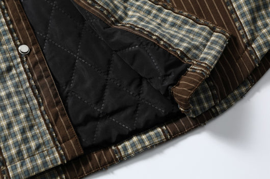 Camisa Acolchada de Algodón a Rayas con Detalles Desgastados - Image 31