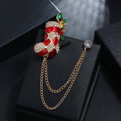 Broche Navideño de Bota con Diamantes - Diseño Doble Capa Europeo y Americano - Image 9