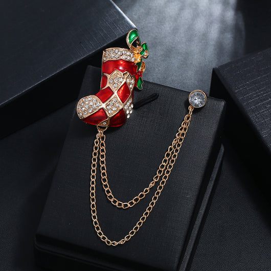 Broche Navideño de Bota con Diamantes - Diseño Doble Capa Europeo y Americano - Image 9
