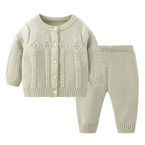 Conjunto Infantil de Cardigan y Pantalón de Punto Liso - Image 19