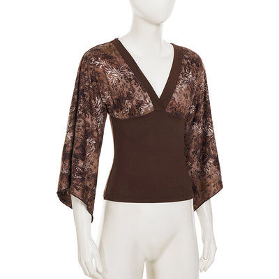 Blusa Retro Estilo Americano con Estampado Floral y Cintura Ajustada - Image 8