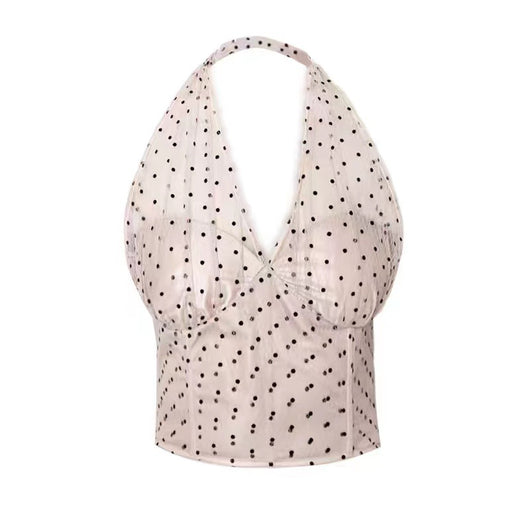 Top Halter Malla Lunares con Diseño Fishbone y Tirantes Ajustables - Image 12