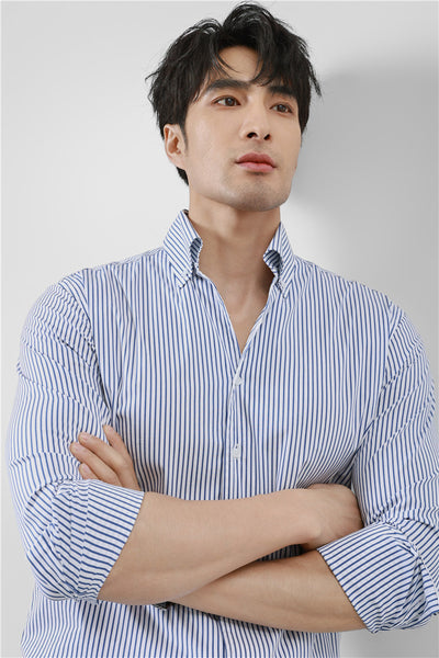 Camisa de Rayas V-Neck de Manga Larga para Hombre - Image 11