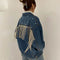 Chaqueta de Mezclilla para Mujer con Borlas de Diamantes