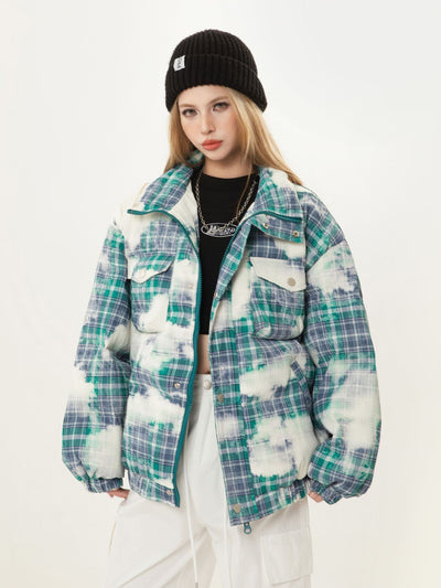 Abrigo de Algodón Cuadros Retro Holgado para Invierno - Image 13