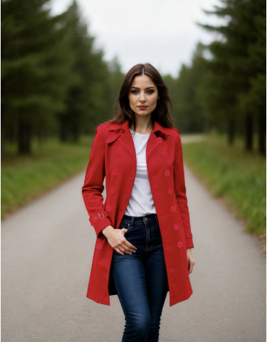 Abrigo de Lana Doble Botonadura para Mujer - Elegante Sobretodo Suelto para Otoño e Invierno - Image 10