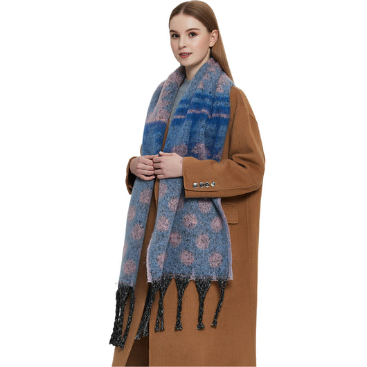 Bufanda Gruesa Jacquard con Lunares y Borlas - Image 5