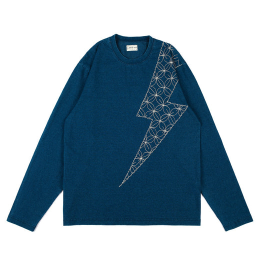 Playera de Manga Larga Denim Lavado con Bordado de Rayo - Image 3
