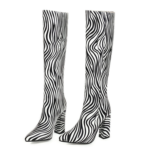 Botas Altas Estampado Animal Print con Tacón Grueso para Mujer - Image 4